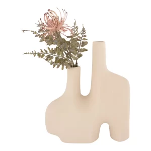Ceramic vase, beige, with two openings. Dimensions: 23.5 x 8 x 27 cm. Furniture, interior details and accessories.